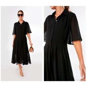NWT Pomander Place | Black Maeve Classic Collared Shirt Maxi Dress Size MEDIUM